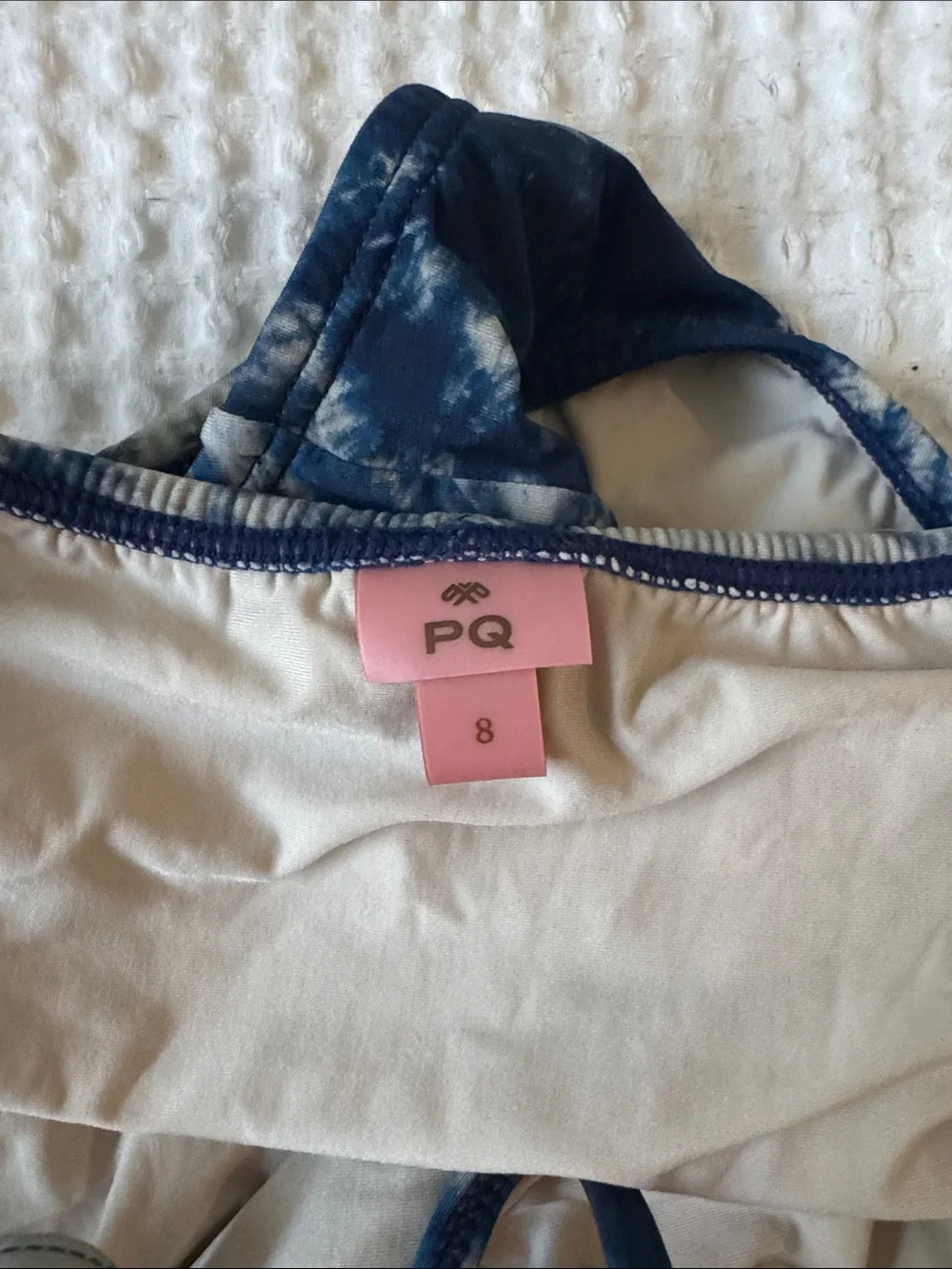 PQ Swim Girls Navy Blue and White Tie-Dye One-Piece Swimsuit